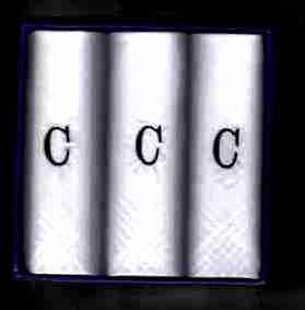 (image for) Mens White Hanky Hankerchief Monogram C - Click Image to Close